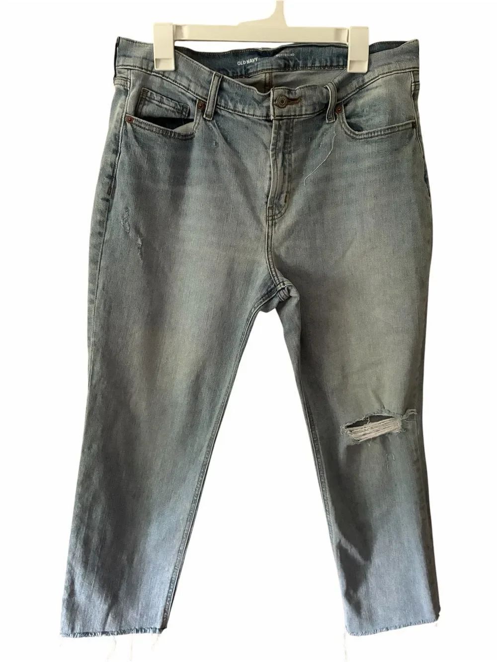 Old Navy Boyfriend Jeans — Light Wash Distressed — Size 12